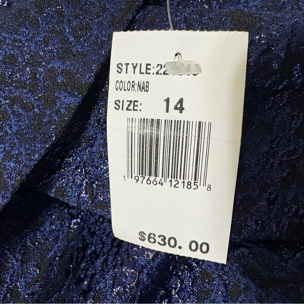 Rickie Freeman Teri Jon Navy Blue Evening Dress Size 14 - Picture 4 of 15